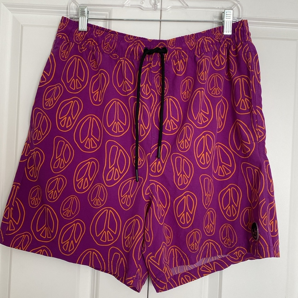 Neff Peace Sign Athletic Trunks Board Shorts Purple Size XL